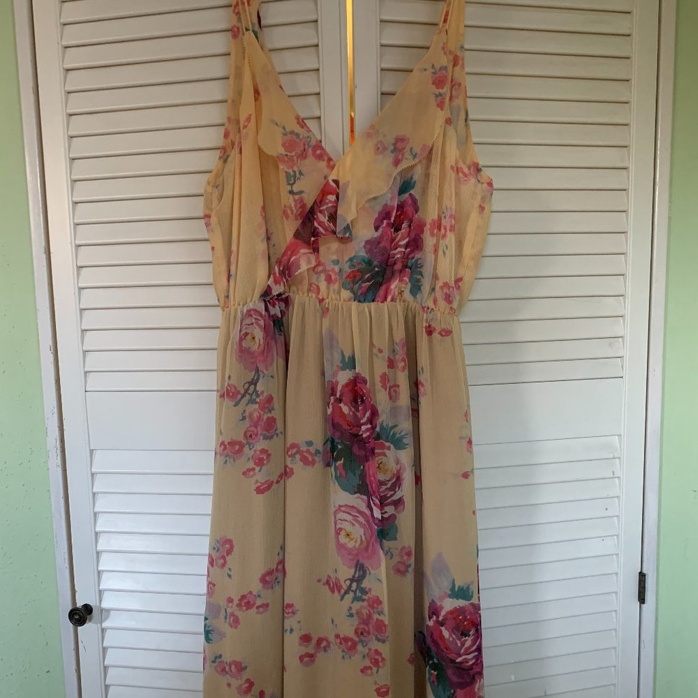 Yellow Floral Cocktail Dress Size 0